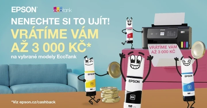 Cashback na tiskárny Epson - ušetřete až 3 tisíce