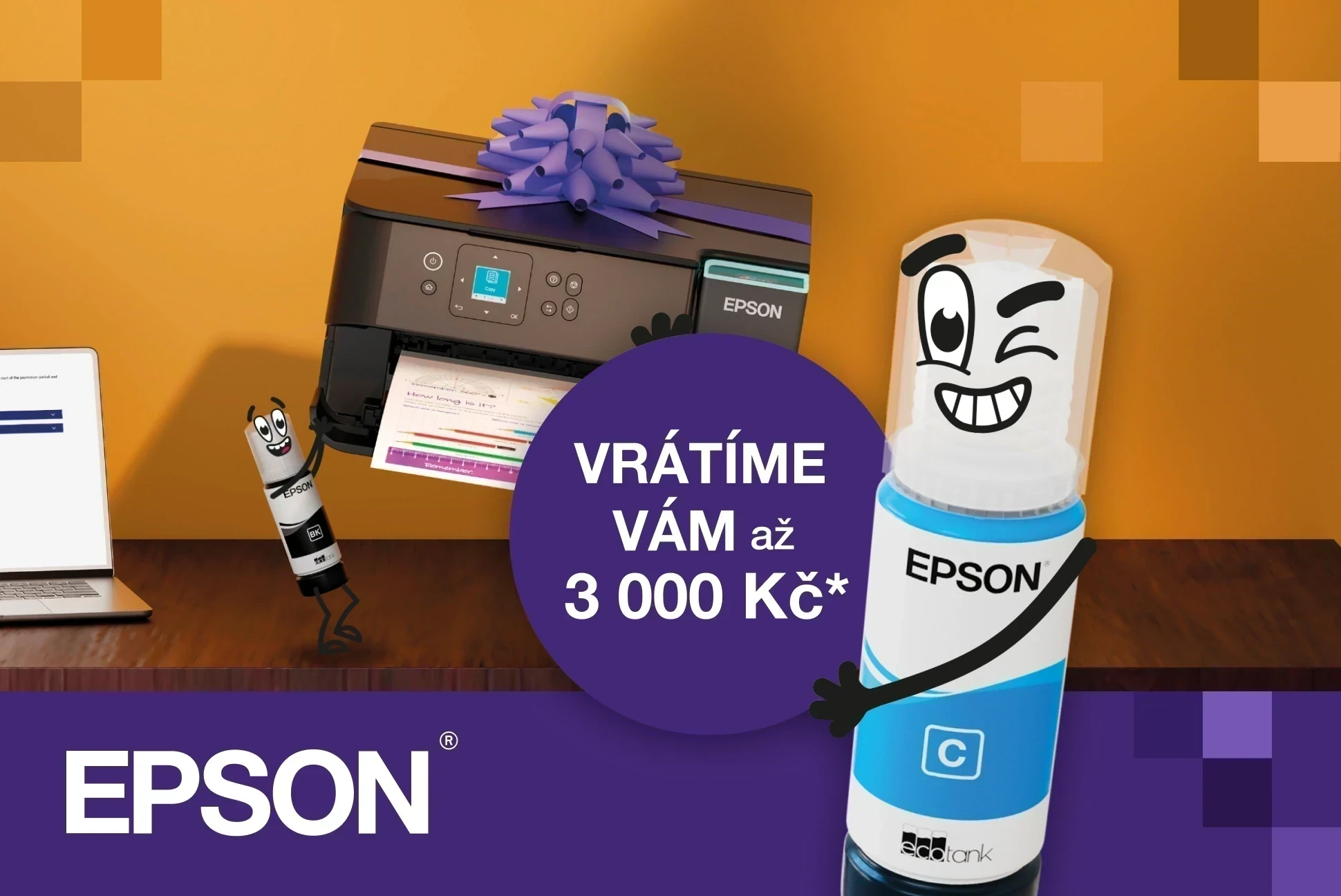 Získejte zpět až 3 000 Kč při nákupu vybrané tiskárny Epson EcoTank
