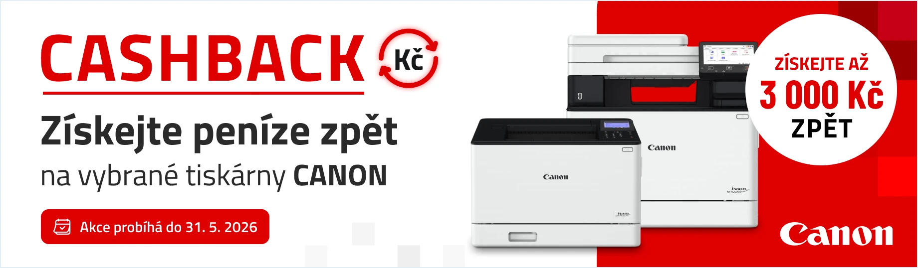 Cashback na tiskárny Canon